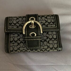 Coach Signature Canvas & Leather Buckle Wallet